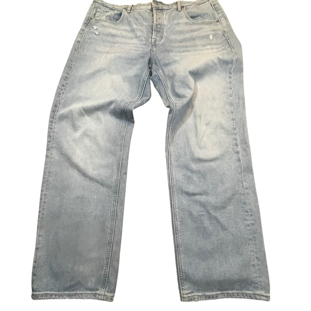 Old Navy Womens Slouchy Straight Leg Jeans‎ Light Wash Distressed Mid Rise 10